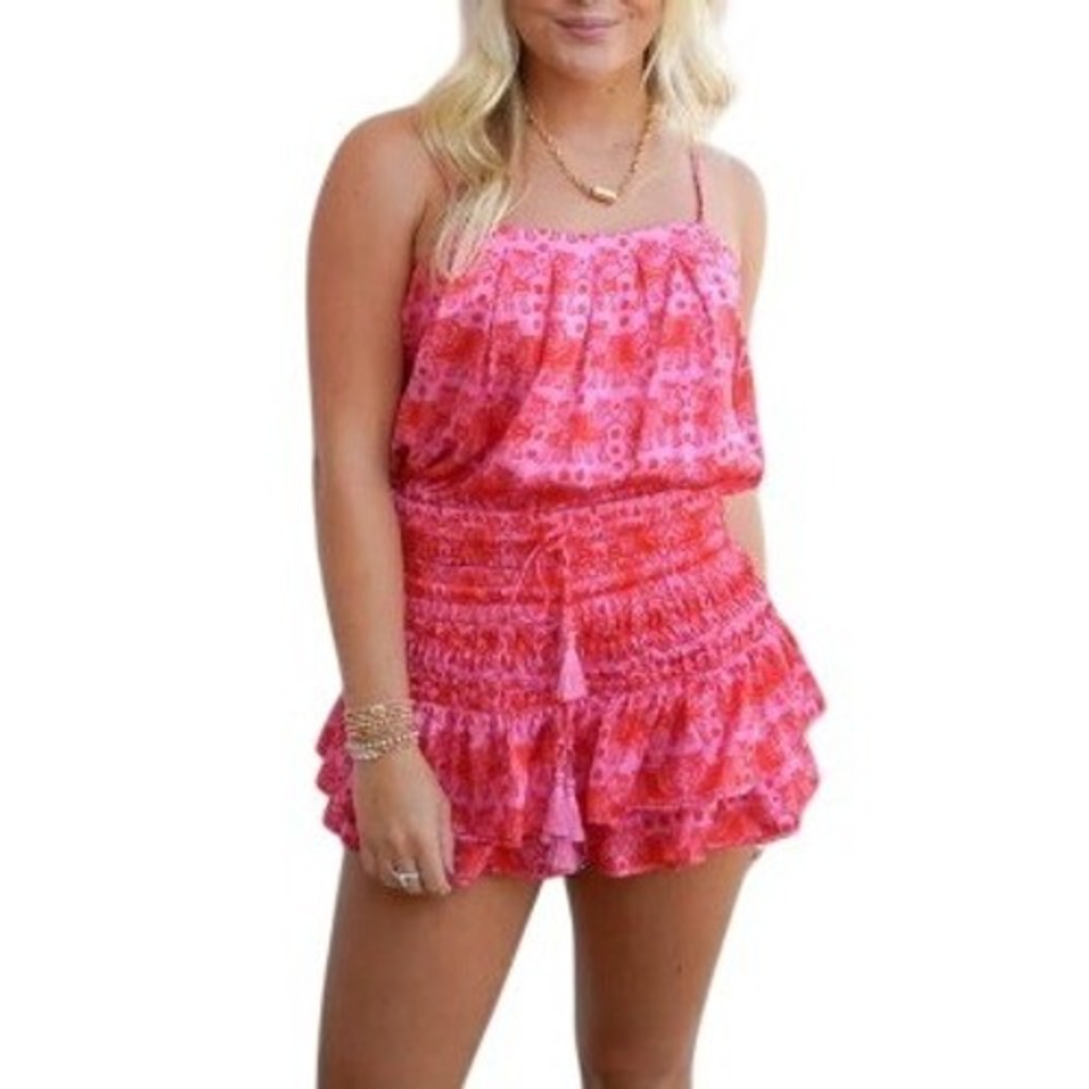 SHUG Womens Pink Bulldog Cami Tank 100% Silk Large‎ Maximalist Festival Ballet